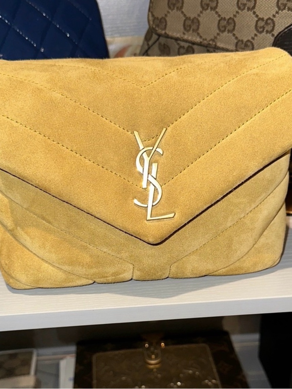 Yves Saint Laurent Yellow Suede Envelope Crossbody Bag